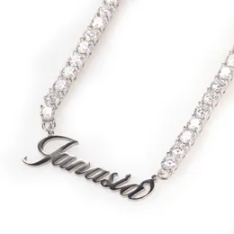 Collana in acciaio inossidabile con lettere personalizzate per gioielli hip-hop con ciondolo regalo in zircone completo con catena da tennis da 4 mm