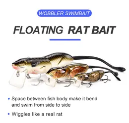 Musfiske Lures LifeLike Bionic Rat Fogade Baits Swimbaits Wobblers Konstgjord hård bete för gädda bassöring