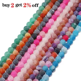 1Strand Lot 4 6 8 10 12 mm Weatring Stein Runde Spacer Perle Frost Krabben Achftes Perlen für Schmuckherstellung DIY Halsketten H BBYQUH