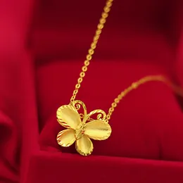 Collana creativa in oro giallo puro 14k con catena a farfalla, collana girocollo per donne, regali di fidanzamento, anniversario, gioielli Q0531