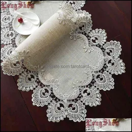 Table Runner Cloths Home Textiles & Garden Longshow Elegant Vintage Embroidered Lace Trim Dining Linen Tv Stand Bedding Canibet Er 220107 Dr