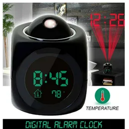 Dijital Çalar Saat LED Projektör Sıcaklık Termometre Danışma Zaman Tarihi Ekran Projeksiyon Takvimi USB Şarj Masa Saati 201222