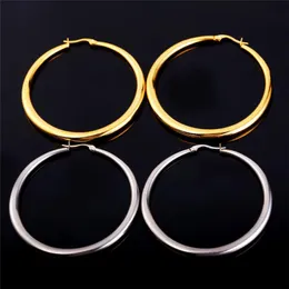 Hoop Huggie Real 18K Gold Silver Plated Big Hoop Earrings for Women Large Stainless Steel Round Circle Hoops Earring Lightweight No Fade Color Nice Jewelry Gift 6cm