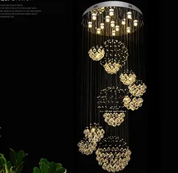 Duży Kryształowy Żyrandol Luksusowy K9 Kryształ Schody Hanglamp Nowoczesne Projekty Oświetlenie AC110V 220 V Schody Light Design