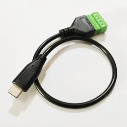 USB-kontaktkabel, högkvalitativ USB2.0 Typ C Man till 5pin / väg Kvinnlig bultskruv Sköldterminaler Pluggbar typ adapterkabel / 2pcs