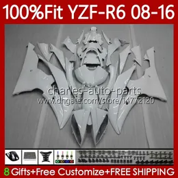 جسم اصنع OEM ل YAMAHA YZF-R6 YZF600 Glossy White YZF R 6 YZF R6 600 YZFR6 08 09 10 11 12 13 14 15 16 99NO.5 YZF-600 2008 2009 2012 2012 2012 2012 2012 2012 2015 2015 2015 حقن هدية