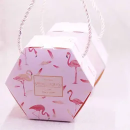Present Wrap Style DIY 10st Pink Flamingos Candy Bag Box For Party Table Decoration/Event Supplies/Wedding Favors Boxes1