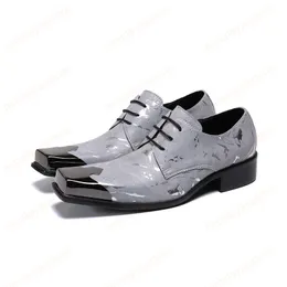 Fashion Stage Show Shoes Man Business Patent Leather Nightclub Man's Dress Shoes Plus Size Square Formal Oxfords