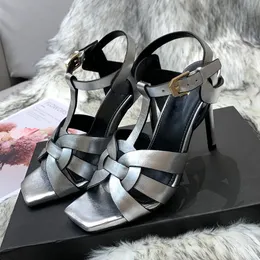 fashion Heels Sandals Black smooth leather super high heel luxury designers women shoes Top Quality 10Cm Tribute party t-tied Large size stiletto sandal 35-43