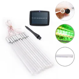 30cm 10 rör Vattentät Meteor Dusch Rain Tubes RGB 360 LED Ljuslampa Solar Power Christmas Light Wedding Garden Decoration Y200903