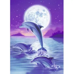 5D DIY Diamond Painting Dolphin Full Square Diamond Embroidery Pictures Of Rhinestones Animal Cross Stitch Home Wall Decor Gift 201112