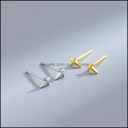 Stud Earrings Jewelry Selling 925 Sterling Sier Gold Plated Minimalist Cross Young Elegant For Women Drop Delivery 2021 X5Ia7