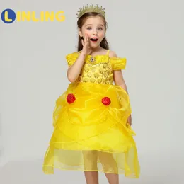 Linling Moda Çocuklar Yaz Prenses Elbise Kız Performans Kostümleri Çocuk Doğum Günü Partisi Elbise Okul Rahat Giysileri P70 LJ200923