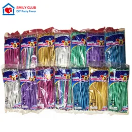 Hurtownie Chrome Metal Długi Balon Nowy 1.8g Zagęszczenie Magiczna Taśma Balon Monochromatyczna Produkcja Mieszany 260 Strip 100 sztuk 1027