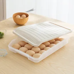 Kitchen Single Layer 24 Grid Egg tools Storage Box Plastic Compartment Holder Portable Refrigerator Frozen Storage Crisper