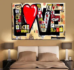 Modern röd väggkonst HD Abstrakt dekor Living Pictures 3D Målning Skriv ut Affisch Graffiti Cuadros för Street Love Room Canvas Art Jllcb