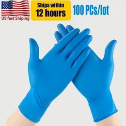 DHL 24hours Ship! Blue Nitrile Disposable Gloves Powder Free (Non Latex) - pack of 100 Pieces gloves Anti-skid anti-acid gloves FY4036