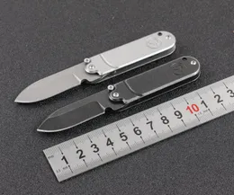 1Pcs Mini Folding Knife 440C stone wash Drop Point blade Steel handle EDC pocket knives keychain folder gift knifes