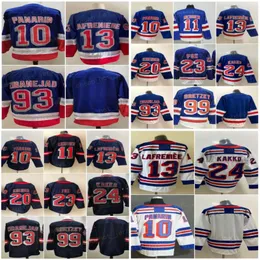 2021 Reverse Retro Hockey Tröjor 13 Alexis Lafreniere 24 Kaapo Kakko 10 Artemi Panarin Kreider Zibanejad Adam Fox Lundqvist Gretzky Messier Jersey