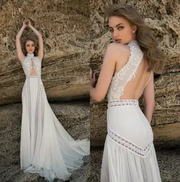 New Arrival Romantic Mermaid Wedding Dresses High Neck Lace Applique Backless Floor Length Wedding Dresses Bridal Gowns Vestidos de novia
