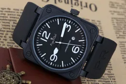 New ClassicMen Classic Automatic Mechanical Self Wind Mechanical Rubber Strap Big Bell 46mm Square White Date BR01-92 Watch 201113