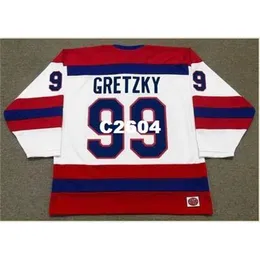 Män # 99 Wayne Gretzky Indianapolis Racers K1 1978 WHA Retro Hockey Jersey eller Anpassat något namn eller nummer Retro Jersey