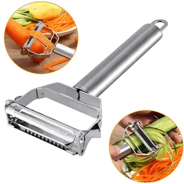 Ny 2 In1 Kök Rostfritt Stål Peeler Multifunktions Tillbehör Matlagningsverktyg Tainless Steel Cutter Slicer Professionell Peeler för Potatis