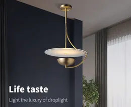 Postmodern Projektant Miedź Okrągły Szkło Wisiorek Światła do jadalni Bar Cafe Luksusowe Dekoracyjne Oprawa LED Oprawa LED