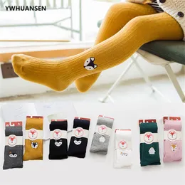 Ywhuansen primavera outono de malha crianças meia-calça algodão duplo agulha calças justas para meninas cute animal bebê menina inverno roupas lj200828