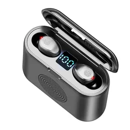 Nya F9 Trådlösa hörlurar Bluetooth 5.0 Earphone TWS HiFi Mini In-Ear Wireless Earpuds 6D Sound Speaker Sports Running Headset