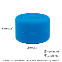 Contenitori per olio da 3 ml dal design più recente Barattolo in silicone antiaderente Accessori per fumatori Barattoli dab contenitore in gomma per cera per dabber