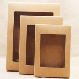 200 SZTUK DIY Paper Box Z Okno Biały / Czarny / Papier Kraft Papier Pudełko Ciasto Opakowania do ślubu Dom Muffin Opakowania