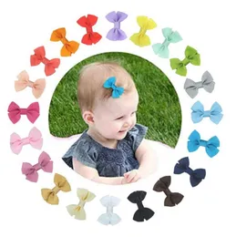 Baby Girl Hair Clips Handmade Nylon Ribbon Hairclip Cute Bowknot Barrette Candy Color Children Hairpins Hair Accessories 20 Colors