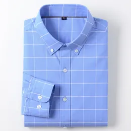 Męska Moda 100% Bawełna Oxford Plaid Paski Koszule Pojedyncze P Kieka Pocket Z Długim Rękawem Standardowa Dopasowana Odzieży Koszula Przypadkowa Koszula 201026