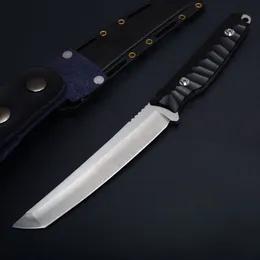 Top Quality Survival Fixed blade knife D2 60HRC Satin blades outdoor camping hiking hunting survival straight knives With Leather Sheath