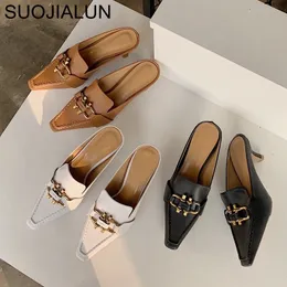 suojialun Summer Fashion Brand Slipper Med Heel Outsides Ladies Slides先の尖ったつま先のスリップビーチMules Shoes Y200423 GAI GAI GAI