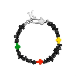 Black Onyx Color Cross Bracelet Hip Hop Chain Unisex Street Trend Fashion Versatile Jewelry Accessories