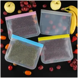 Peva matförvaringspåsar 28 * 27 cm genomskinlig frostat friskt kylskåp kylskåp förseglad frukt bevarande packning väska