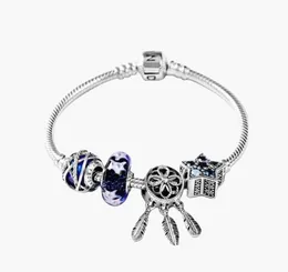 Feiner Schmuck, authentische Perle aus 925er-Sterlingsilber, passend für Pandora-Charm-Armbänder, klassische Schlangenkette, Schnappverschlüsse, Sicherheitskette, Anhänger, DIY-Perlen