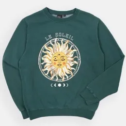 Cotton Green Vintage USA Sun Pattern Sweatshirt Women Crewneck Loose Oversized Designer Casual Teens Girls Autumn Pullovers 201114