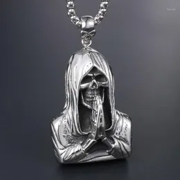 Pendanthalsband Punk smycken Grim Reaper's Death Prayer Necklace Herr Hip-Hop Party Charm Accessories Birthday Present1