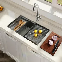 Amerykańskie stock Trustmade Workstation 32-calowy Undermount 16 Gauge Kitchen Sink R10 Radia Ze Stali Nierdzewnej Kuchnia Pojedyncza miska A54