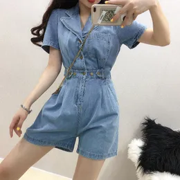 Koreanische Version von Xuan Yafeng mit hoher Taille war dünner Straßentrend-Denim-Overall für den weiblichen Sommer, neue Shorts mit weitem Bein T200701