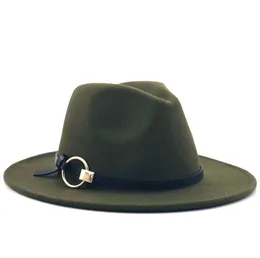 ウールFedora Hawkins Felt Cap Wide Brim Ladies Trilby Chapeu Feminino Hat Women Men Jazz Church Godfather Sombrero Caps Q1218 Y0910