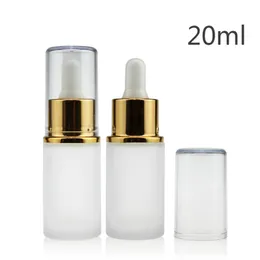 Foundation Cosmetic Essence Oil Bottles 20ml Round Frosted Glass Clear Head Dropper Tomt Flaska Refillerbar Makeup Tool