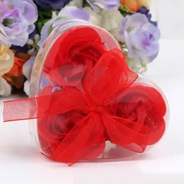 New Soap Flower PVC Heart Shaped Box Rose Soap Flower Christmas Party Creative Soap Flower Valentines Day Gifts w-00611