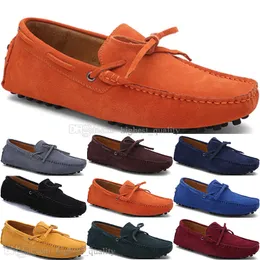 082 Nueva moda para hombre Zapatos casuales Cuero estilo británico primavera Pareja Genuine Peas Scrub men Drive Lazy man chanclos al aire libre cómodo transpirable negro amarillo