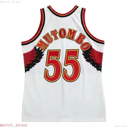 カスタムステッチされたDikembe Mutombo Hardwood 1996-97 Jersey XS-6XL Mens Throwbacks Basketball Jerseys Men Mens Youth Jers
