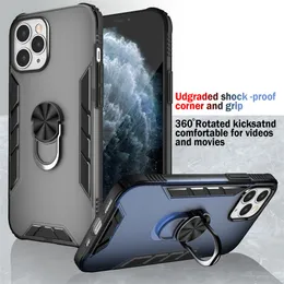 Ny stil för iPhone 12 Pro Max 6.7 Telefonväska Roterande ringfäste Magnetbil Mobiltelefon Tillbehör Shell Stand Cover B