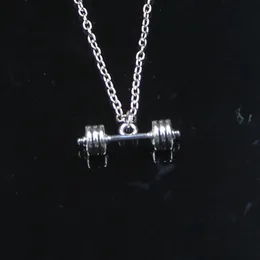 Fashion 25 * 7 * 7mm Fitnessutrustning Barbell Pendant Halsband Länkkedja för Kvinna Choker Halsband Kreativ smycken Party Present